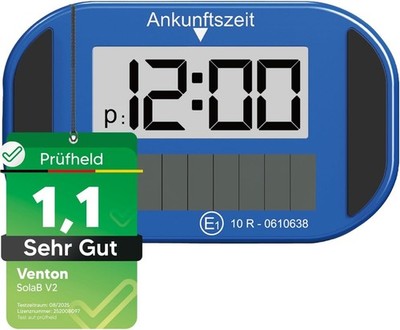 VENTON [Test SEHR GUT, Note 1.1 Elektronische Solar Parkscheibe mit Zulassung