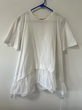 Meimeij Women's Boxy Top Tee Blouse Assymetrical Minimalist Size 44 Medium Crew