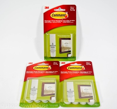 3 pk 3M Command Brand Damage Free Hanging MEDIUM PICTURE HANGING STRIPS#17204-ES