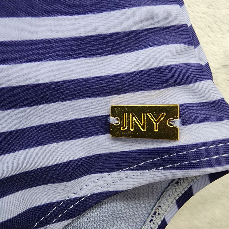 Traje de baño Jones New York para mujer XL púrpura a rayas un hombro lazo cintura una pieza Foto 2 de 4