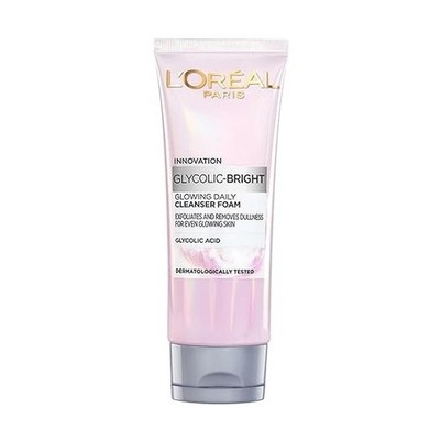 L'Oreal Paris Glycolic Bright Daily Foaming Face Cleanser, 100ml | Glycolic Acid