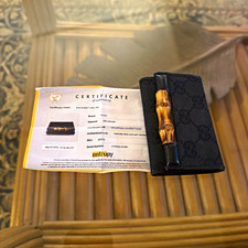Gucci GG Canvas Bamboo Vintage 1990-2000 Key Case Black