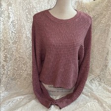 Pink Rose Textured Knit Sweater in Dusty Pink Women's Size Small