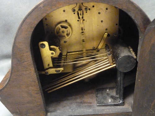 ART DECO MANTEL CLOCK PERIVALE OAK SERVICED REFINISHED WESTMINSTER CHIMES SPRING - Picture 13 of 13