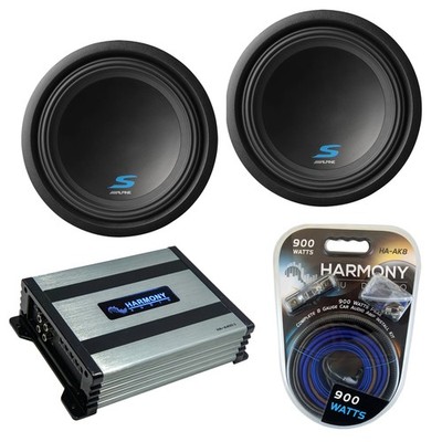 Alpine (2) S-W12D2 Car Audio Type S Series Sub 1200W 12'' Subwoofer & HA-A400.1