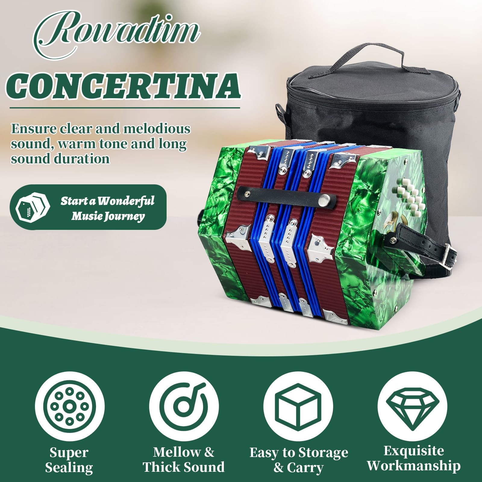 Concertinas,20-key accordion for adults, professional accordion for beginners...