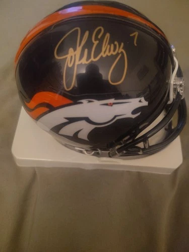 John Elway Autographed Denver Broncos Mini Helmet With Elway Hologram & Pic...