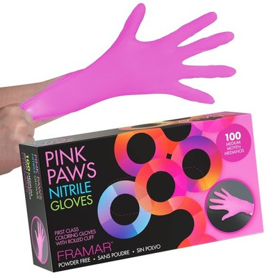 FRAMAR Pink Gloves Disposable Latex Free   Pink Nitrile Gloves Medium, Latex Fre