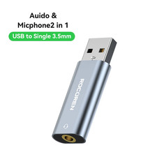 External USB Sound Card to 3.5Mm Mic Headphone Jack Stereo Headset Audio Microph