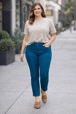 NYDJ Jeans Plus Size 18 Sheri Pintuck SlIm Ankle Blueberry Fields NEW