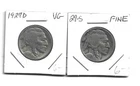 1927  S & D BUFFALO NICKELS FINE AND V  GD