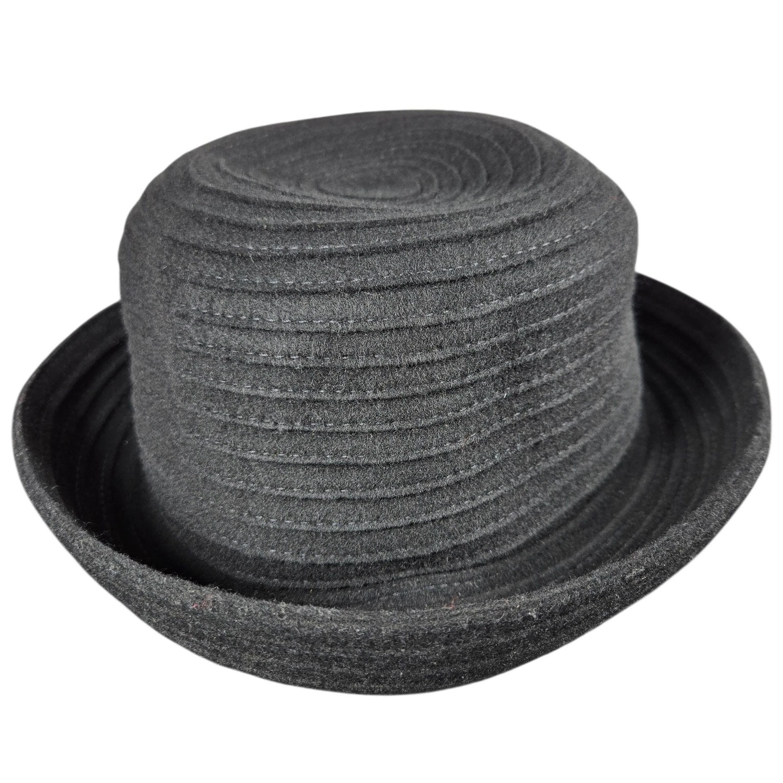 100% Wool Bucket Hat Womens Black Felt Rolled Brim Cloche Style Winter Warm