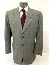 Oxxford Clothes Manhattan Sz 44L Super 100 Wool Gray Plaid 3 Btn Sport Coat