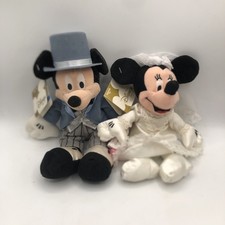 VINTAGE Disney Store Wedding Mickey Minnie 10 Plush Set of 2