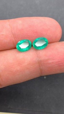 10 Ct (2 Pcs) Natural Certified Colombian Oval Cut Green Emerald Loose Gemstone