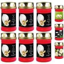 Grabkerze - 6er Pack - 48h Grablicht Grableuchte Grab Kerze Grablampe Blumen Rot