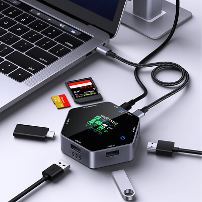 8 in 1 Display Hub Docking Station Type-C Multi-functional Switch Phone Laptop