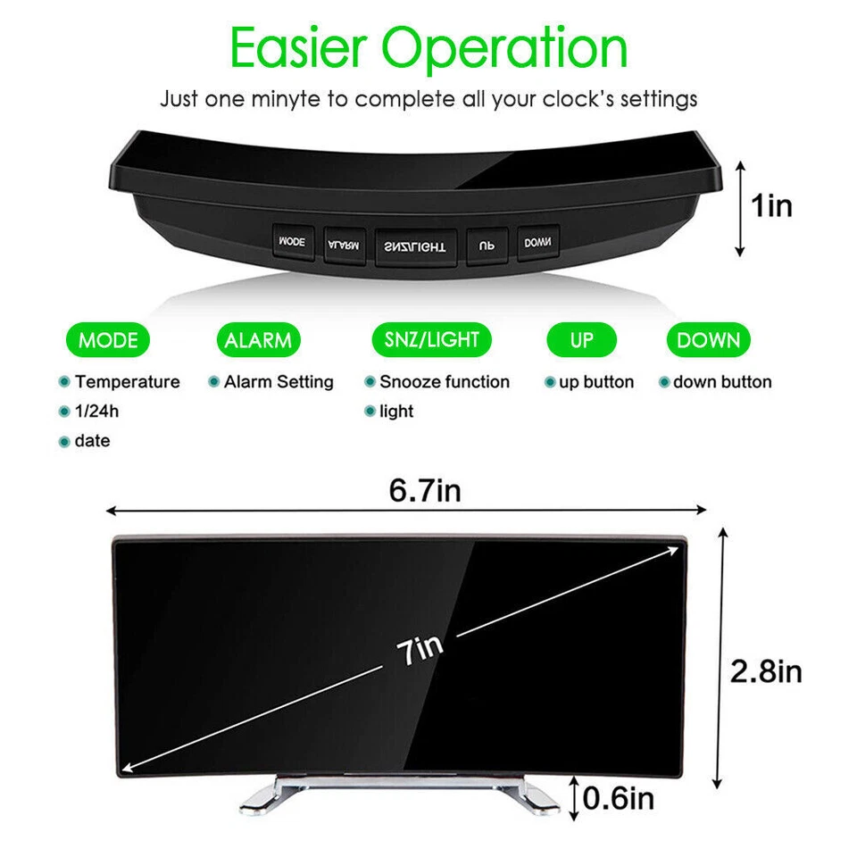 Wecker Digitaler Große LED Anzeige Nachttisch Uhr mit USB,Snooze und 12/24hr - Bild 2 von 4