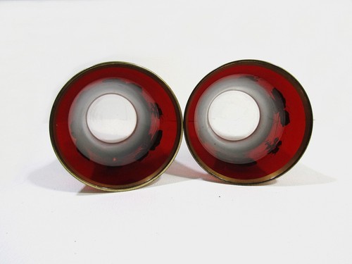 Ruby Red Bohemian Glass Jar & Cups Set – Barware Set Gilded Gold Grapevine Vtn - Picture 6 of 10
