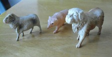 Lot of 3 Vintage 1930s Celluloid Animal Figurines Dog Ram and Bear
