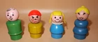 Vintage Fisher Price Little People Family Lot Mom Dad Boy Girl Wood