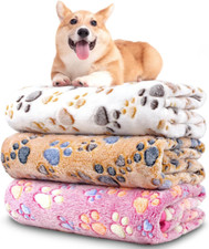 Washable 3-Pack Dog Blankets for Small Medium Dogs 30"x20" Soft Fuzzy Cover