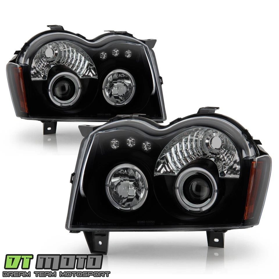 Par de faros proyectores LED halo humo negro para Jeep Grand Cherokee 2005-2007 Foto 3 de 4