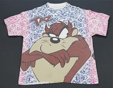 Rare VTG Taz Tasmanian Devil Looney Tunes 1992 All Over Print T Shirt 90s AOP