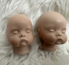 Sleeping Baby Doll Heads LOT of 2 Bisque Dolls DIY Crafting Making
