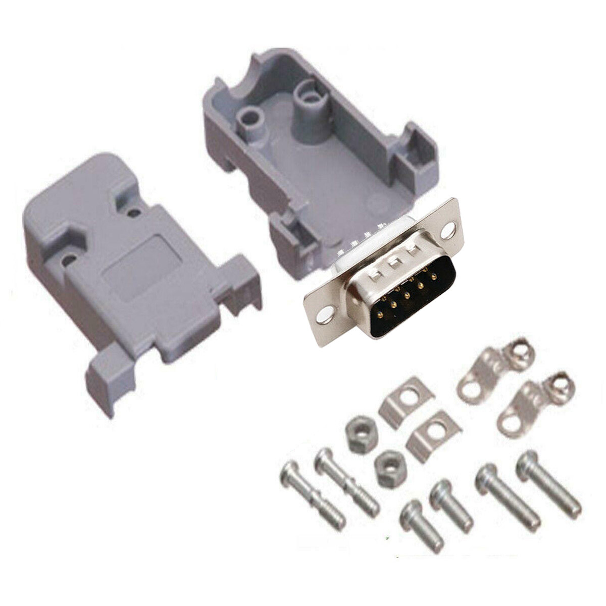 5X DB9 9Pin Female Solder Cup Connector with Plastic Hood Shell