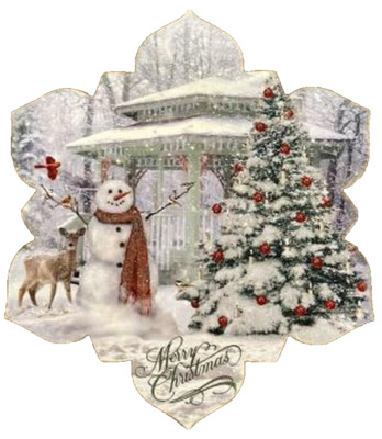 NEW FARMHOUSE CHRISTMAS PLAQUE Print Picture TREE SNOWMAN 12''Hx10.25''W SNOW DEER