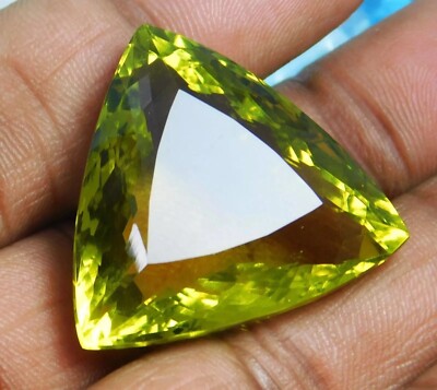 Brazilian Green Topaz Trillion Cut 60-61 Ct EGL Natural Certified Loose Gemstone