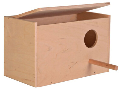 Trixie Nymphensittich Nistkasten aus Holz mit Sitzstange Käfig Voliere Öffnung oben 5631