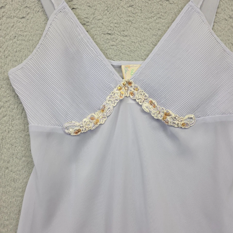 Camisón sin mangas Expressions by California Dynasty para mujer S lavanda romántico transparente Foto 4 de 4