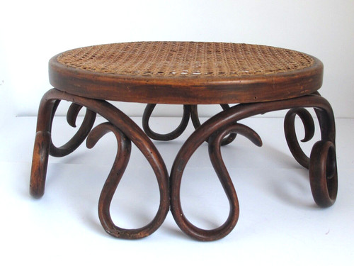 Antique Thonet Bentwood Curvy Footstool Cane Top c. 1904 Original