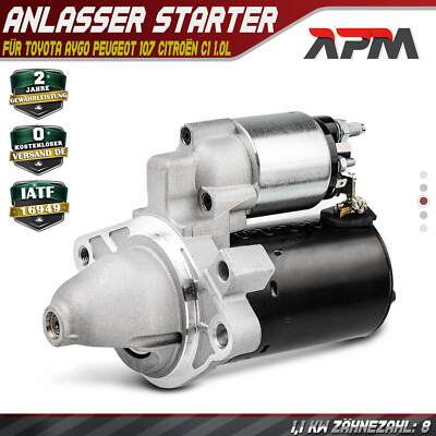 Anlasser Starter 1.1 kW 8 Zähnez. für Toyota Aygo Citroën C1 Peugeot 107 1.0L