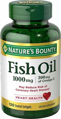 Nature's Bounty Fish Oil 1000mg Dietary Supplement Omega 3 300mg Tablets 120ct