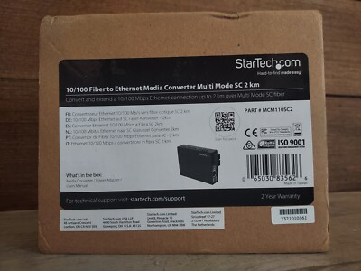 StarTech MCM110SC2 SC 2 km 10/100 Fiber to Ethernet Media Converter 
