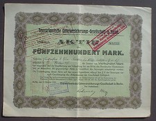 Transatlantische G&uuml;terversicherungs - Ges. in Berlin 1500 Mark, 1922 unentwertet