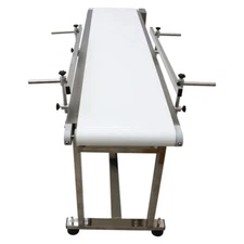 TECHTONGDA Flat Conveyor Belt System PU Belt Conveyor 59"x11.8" Double Guardrail