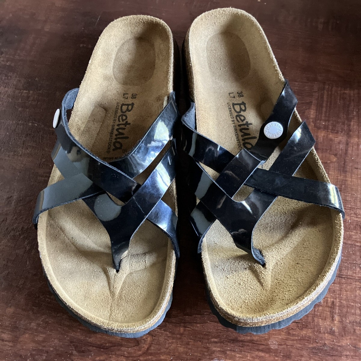 Betula by Birkenstock Womens Size EU 38 Mia Shiny Black Sandals