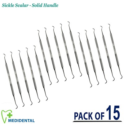 Pack Of 15 - Dental Diagnostic Sickle Scaler H6/H7 Calculus Plaque Remover Tools