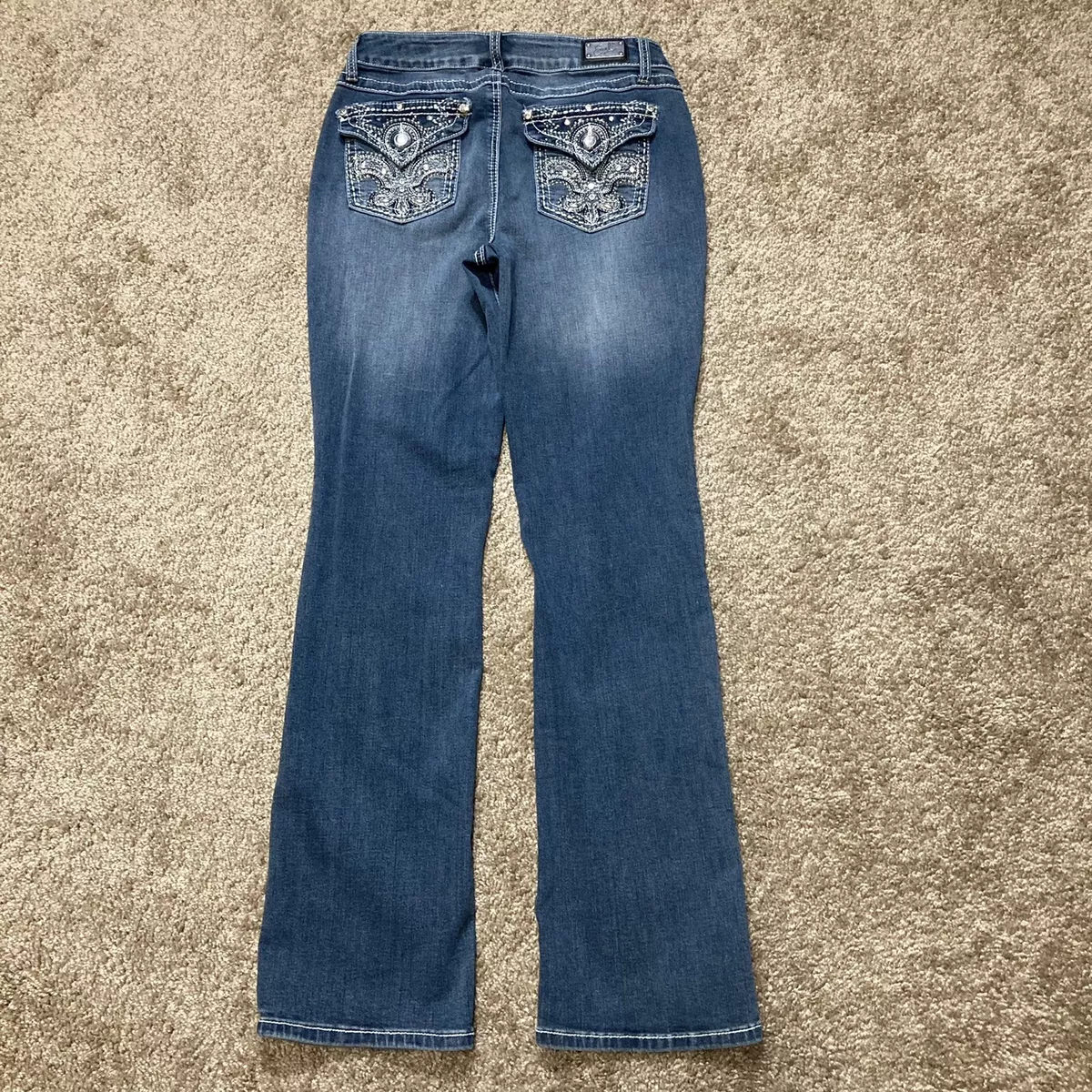 Earl Jeans Embellished Rhinestones Stretch Slim Boot Cut Size 6 Women Denim  Pant