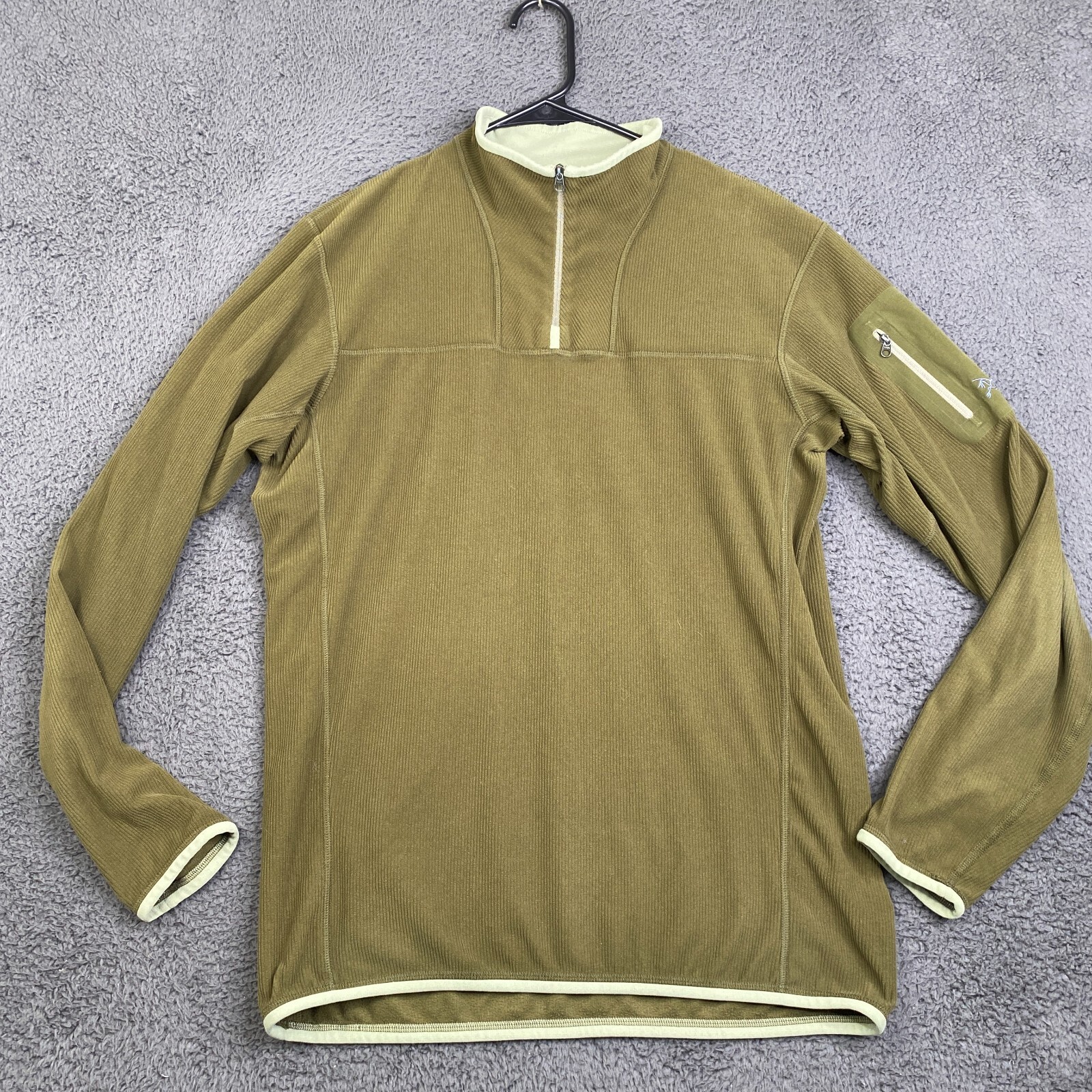 Arc'teryx maglione uomo verde medio 1 4 zip pile a costine escursionismo Gorpcore
