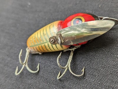 VINTAGE HEDDON CRAZY CRAWLER WOODEN FISHING LURE MARKED PAT VINTAGE HEDDON CRAZY CRAWLER WOODEN FISHING LURE MARKED PAT