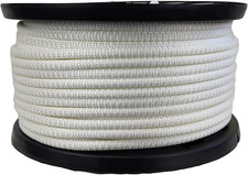 3/8 Inch White Dacron Polyester Rope - 250 Foot Spool  Solid Braid - Industrial