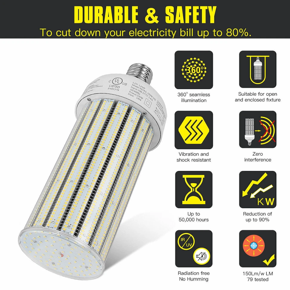 250W LED Corn Light for Warehouse Factory Workshop High Bay Open Fixture Bulb - Image 2 of 4