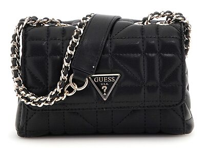 GUESS Edita Mini Convertible Crossbody Flap Umhängetasche Tasche Black schwarz