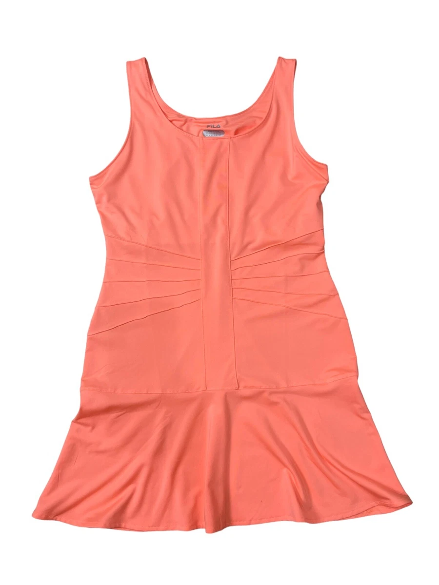 Fila Lawn Tennis Golf Dress Salmon Performance Wicking Stretch Built In Bra Sz M
