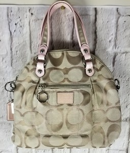 pink and tan coach purse
